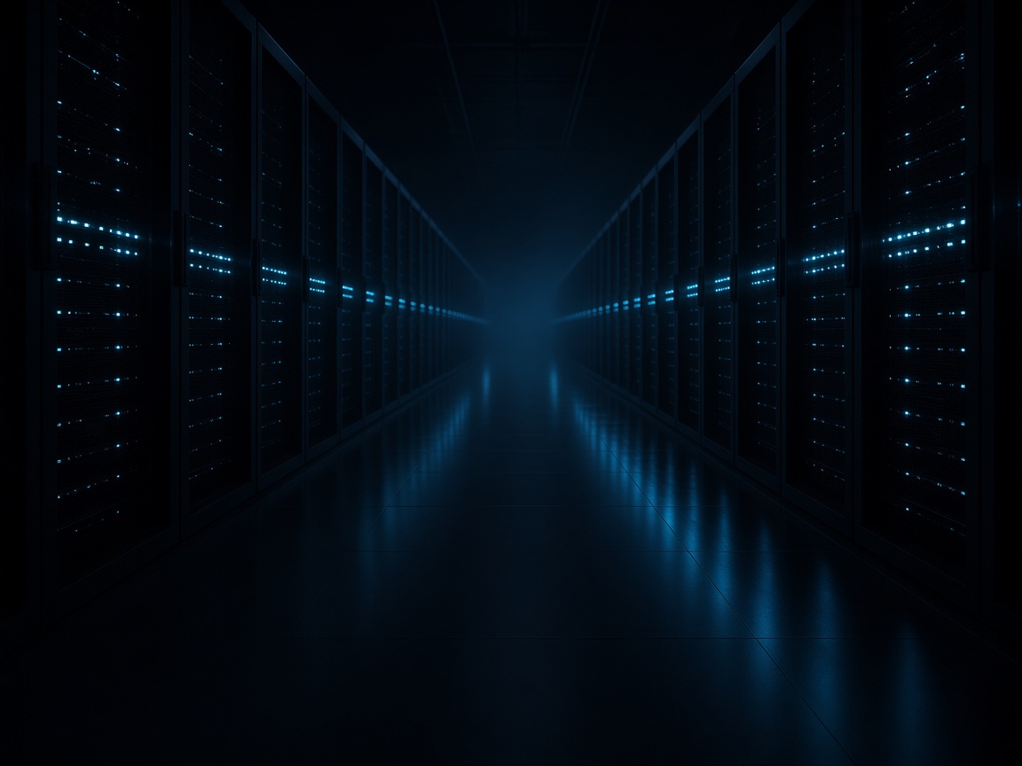 Data hall corridor of enterprise server racks